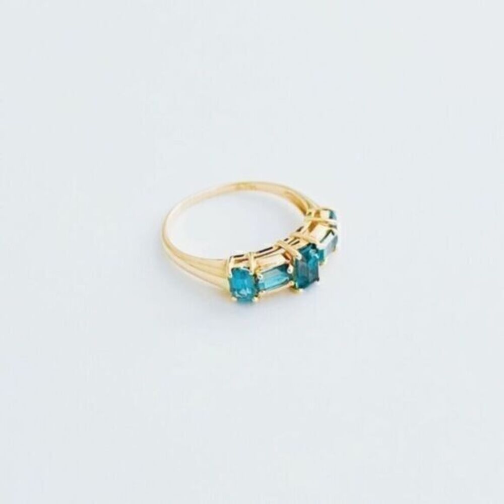14kt Gold Emerald-cut, Aquamarine, London Blue Topaz Ring​